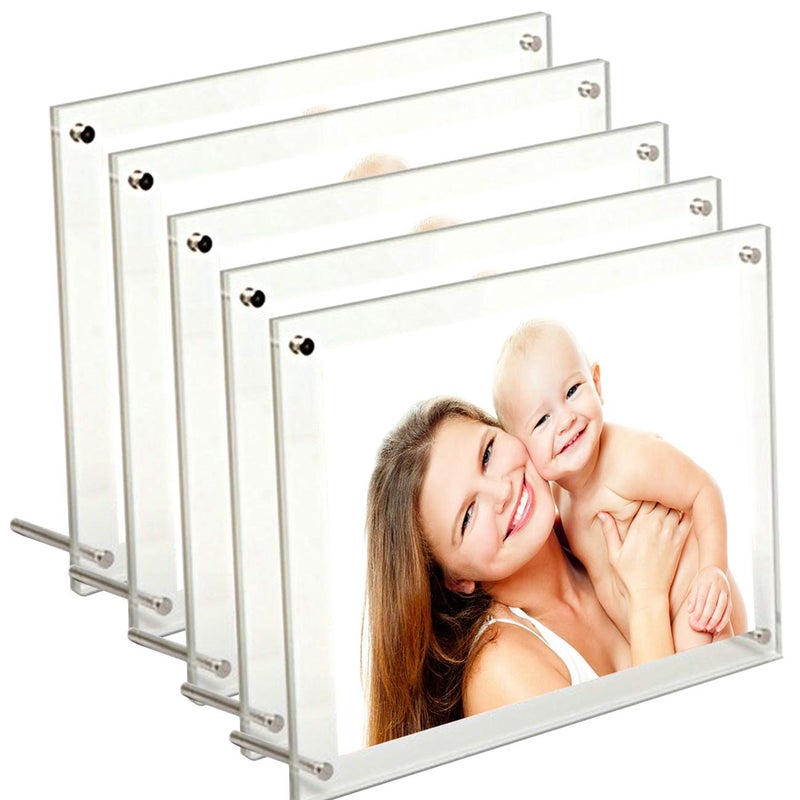 BFRed Acrylic Wall Mount & Desktop Photo Frame Brackets (4x6 inch, 5 pack) - Image 1